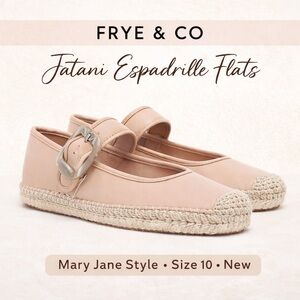 Frye & Co Jatani Nude Espadrille Mary Jane Flats Size 10 New in Box